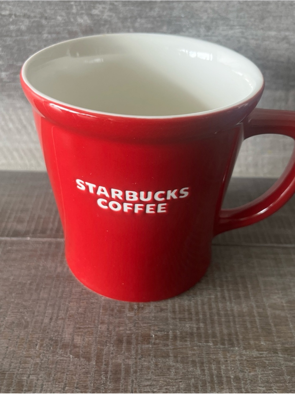 STARBUCKS Red Bone China Coffee Mug/Cup Ceramic 16 oz Logo 2009